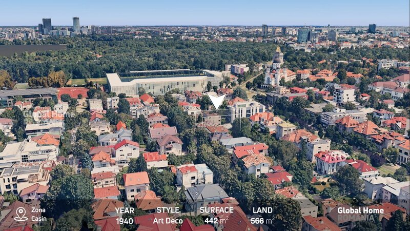 Domenii, Casin, 1 Mai, interbelic Art Deco Villa 440 sqm, land 566 sqm